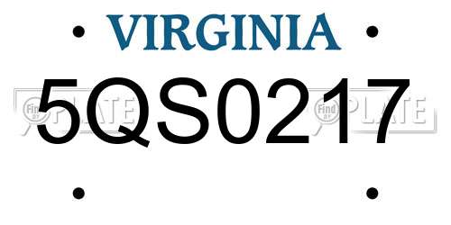 5QS0217 Virginia License Plate