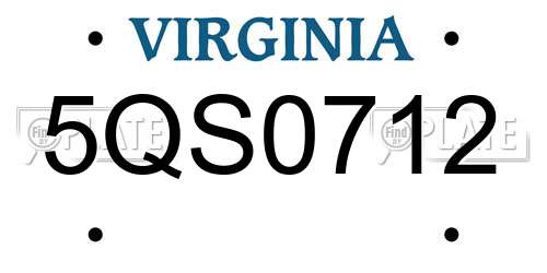 5QS0712 Virginia License Plate
