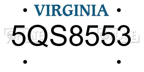 5QS8553 Virginia License Plate