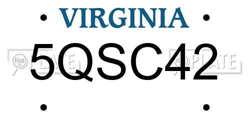 5QSC42 Virginia License Plate
