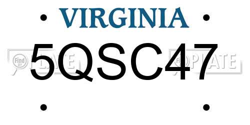 5QSC47 Virginia License Plate