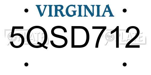 5QSD712 Virginia License Plate