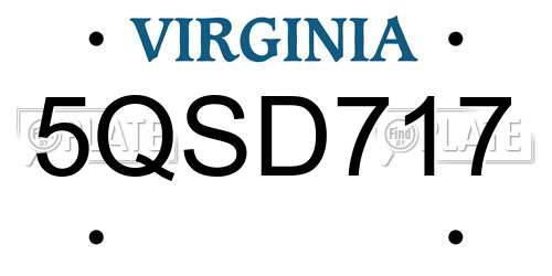 5QSD717 Virginia License Plate