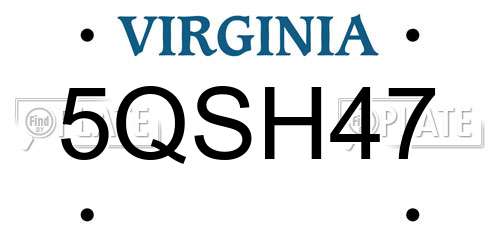 5QSH47 Virginia License Plate
