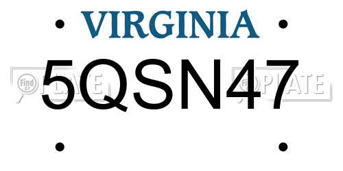 5QSN47 Virginia License Plate