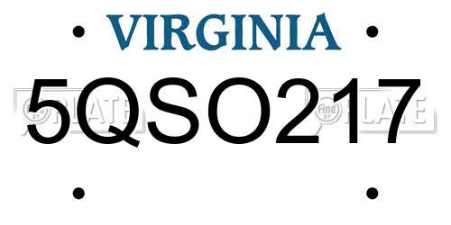 5QSO217 Virginia License Plate