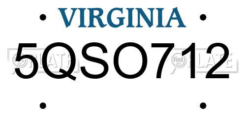5QSO712 Virginia License Plate