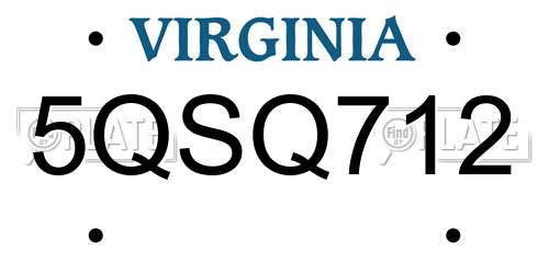 5QSQ712 Virginia License Plate