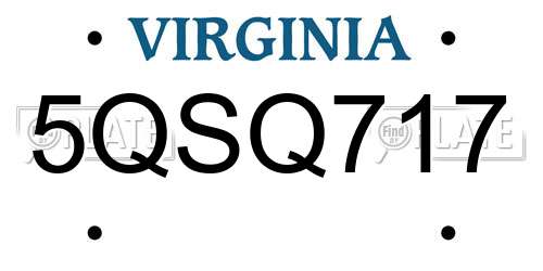 5QSQ717 Virginia License Plate