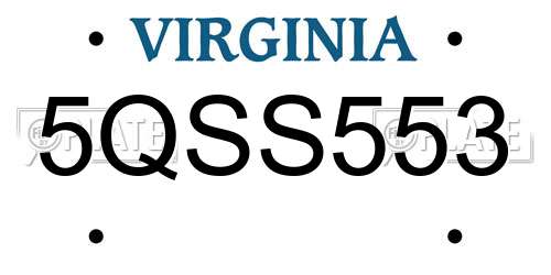 5QSS553 Virginia License Plate