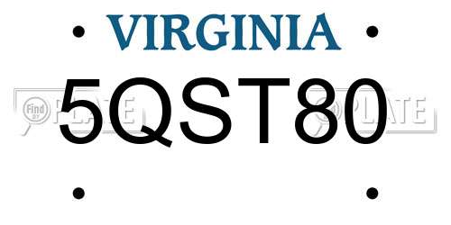 5QST80 Virginia License Plate