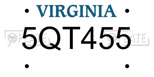 5QT455 Virginia License Plate