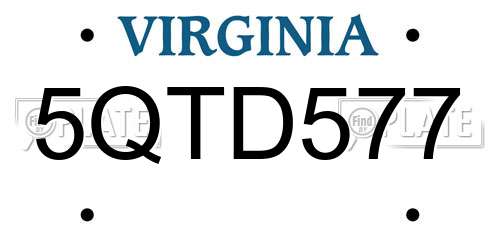 5QTD577 Virginia License Plate
