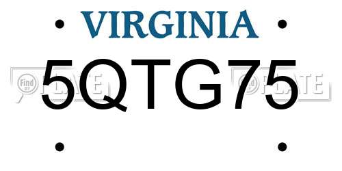 5QTG75 Virginia License Plate