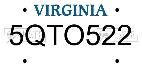 5QTO522 Virginia License Plate