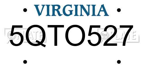 5QTO527 Virginia License Plate