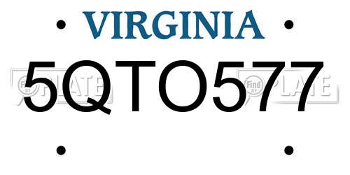 5QTO577 Virginia License Plate