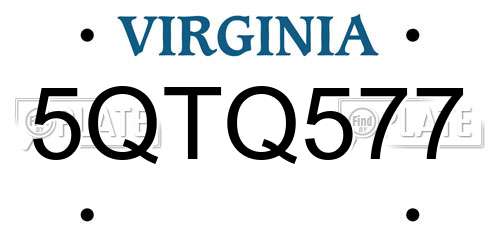5QTQ577 Virginia License Plate