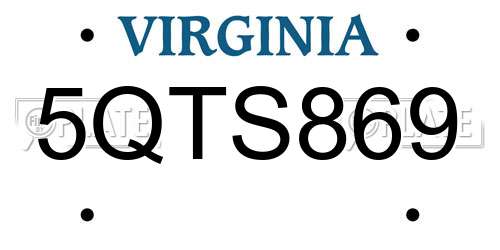 5QTS869 Virginia License Plate