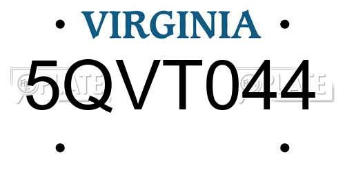 5QVT044 Virginia License Plate