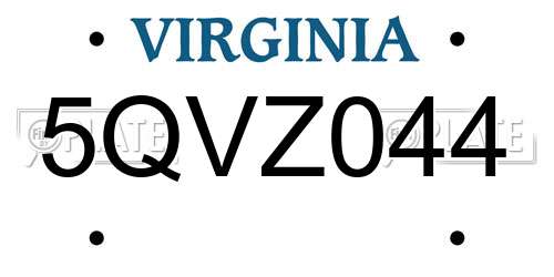 5QVZ044 Virginia License Plate