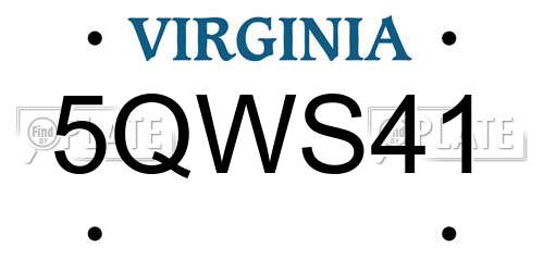 5QWS41 Virginia License Plate