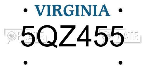5QZ455 Virginia License Plate