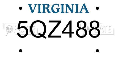 5QZ488 Virginia License Plate