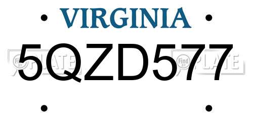 5QZD577 Virginia License Plate