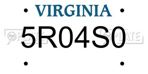 5R04S0 Virginia License Plate