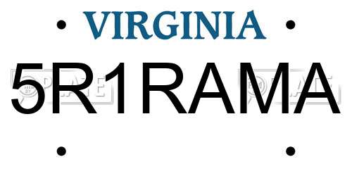 5R1RAMA Virginia License Plate