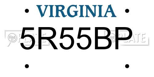 5R55BP Virginia License Plate