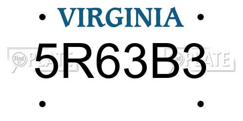 5R63B3 Virginia License Plate