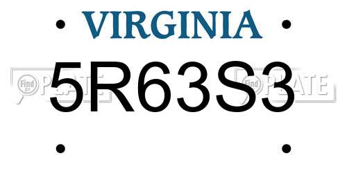 5R63S3 Virginia License Plate