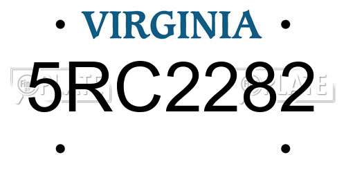 5RC2282 Virginia License Plate