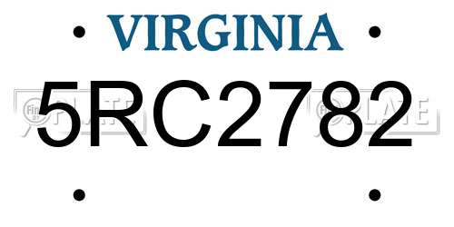 5RC2782 Virginia License Plate