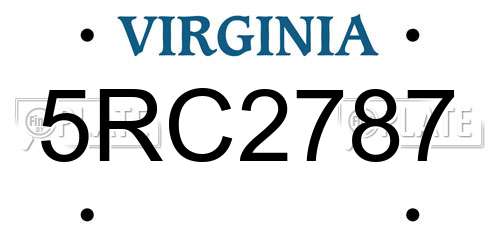 5RC2787 Virginia License Plate