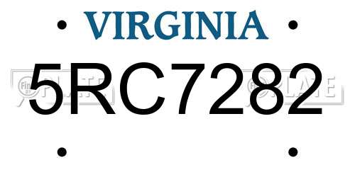 5RC7282 Virginia License Plate