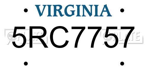 5RC7757 Virginia License Plate