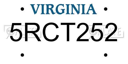 5RCT252 Virginia License Plate