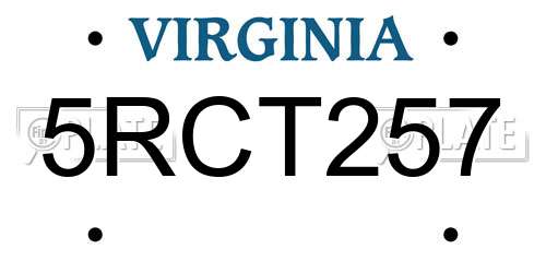 5RCT257 Virginia License Plate