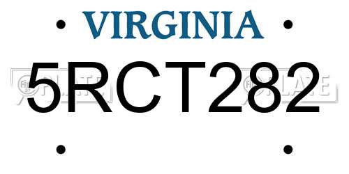 5RCT282 Virginia License Plate