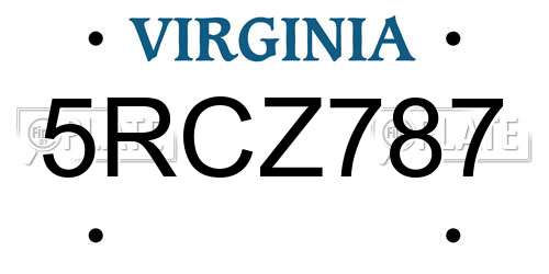 5RCZ787 Virginia License Plate