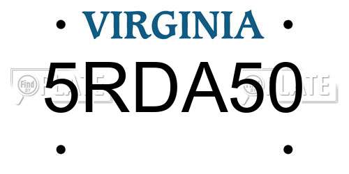 5RDA50 Virginia License Plate