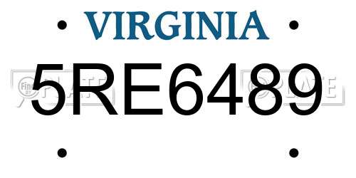 5RE6489 Virginia License Plate