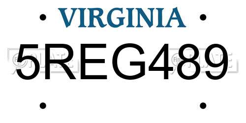 5REG489 Virginia License Plate