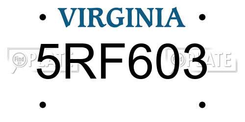 5RF603 Virginia License Plate