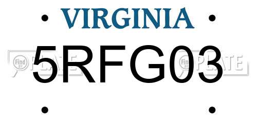 5RFG03 Virginia License Plate