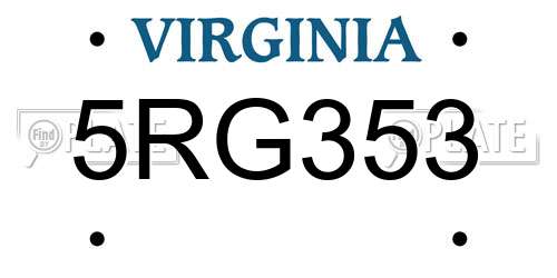 5RG353 Virginia License Plate
