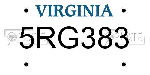 5RG383 Virginia License Plate